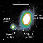 Abb. 112: NGC 7603
mit weiteren Objekten
(Zum Vergröern anklicken)